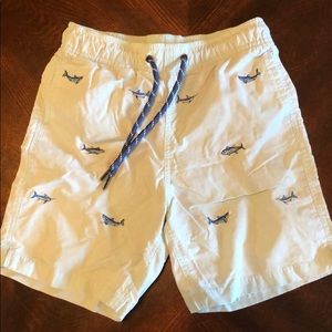 Castaway Nantucket Island teal trunks with fish XS